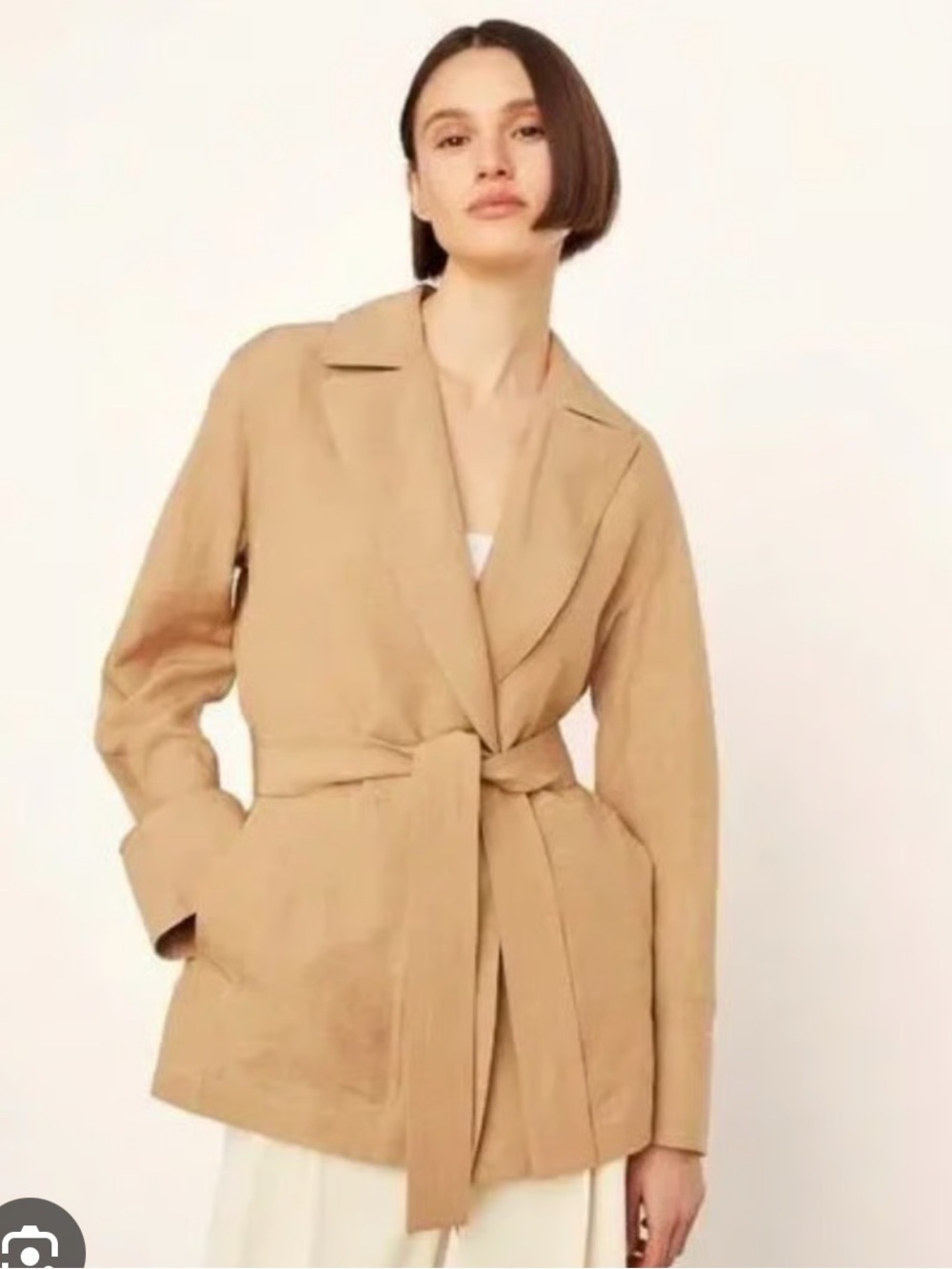 VINCE Tan Lightweight Linen Tencel Blend Wrap  Blazer Jacket. New without tags.